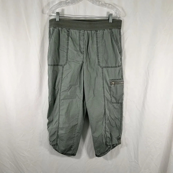 Chico's Pants Pants Women's 8 Green Pull On Cargo Pocket Elastic Waist - Picture 1 of 9